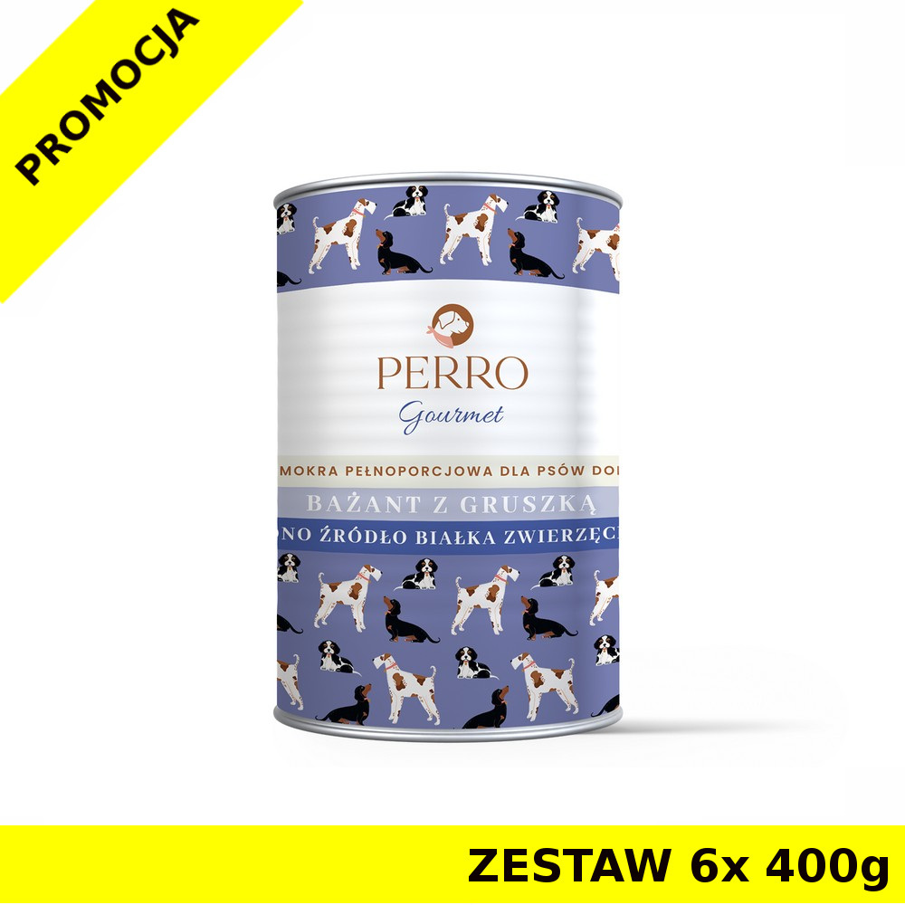 6x 400g - Bażant z gruszką - Perro Gourmet - karma mokra dla psa dorosłego - zestaw