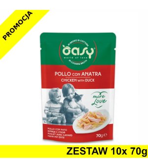 Oasy kot karma uzupełniająca More Love Kurczak z Kaczką ZESTAW 10x 70g - saszetka