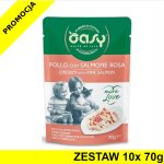 Oasy kot karma uzupełniająca More Love Kurczak z Łososiem ZESTAW 10x 70g - saszetka