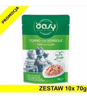 Oasy kot karma uzupełniająca More Love Tuńczyk z Małżami ZESTAW 10x 70g - saszetka