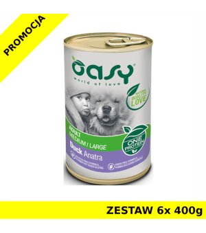 Oasy One Protein Adult mokra karma dla dorosłego psa - Kaczka ZESTAW 6x 400g