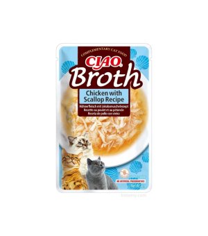 INABA Cat Ciao Broth chicken and scallop - kurczak z przegrzebkami w rosole 40g