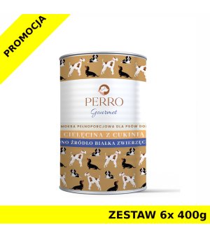 6x 400g - Cielęcina z cukinią - Perro Gourmet - karma mokra dla psa dorosłego - zestaw