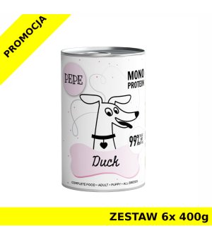 Karma Mokra Paka Zwierzaka - PEPE MONO PROTEIN Duck - kaczka ZESTAW 6x 400g