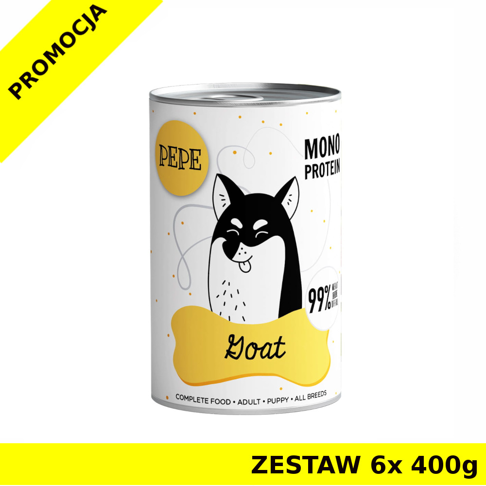 Karma Mokra Paka Zwierzaka - PEPE MONO PROTEIN Goat - koza ZESTAW 6x 400g