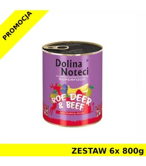Karma mokra dla psa Dolina Noteci Superfood - sarna i wołowina ZESTAW 6x 800g