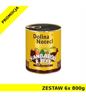 Karma mokra dla psa Dolina Noteci Superfood - kangur i wołowina ZESTAW 6x 800g