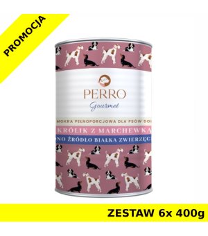6x 400g - Królik z marchewką - Perro Gourmet - karma mokra dla psa dorosłego - NOWA FORMUŁA