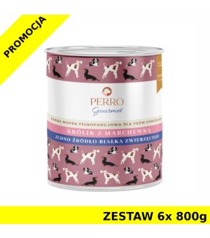 6x 800g  - Królik z Marchewką - Perro Gourmet - karma mokra dla psa dorosłego - zestaw