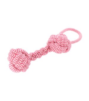 Dingo zabawka z linki - kość z rączką różowa 22cm