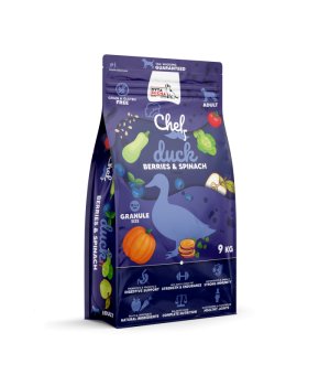 Karma sucha CHEF Syta Micha Kaczka z jagodami i szpinakiem dla psów dorosłych 9kg