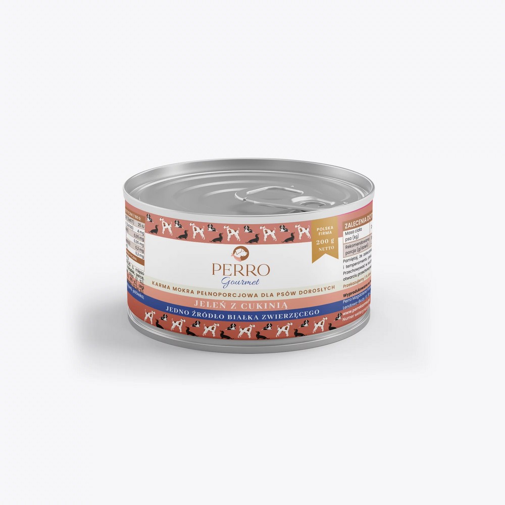 200g - Jeleń z cukinią - Perro Gourmet - karma mokra dla psa dorosłego - puszka