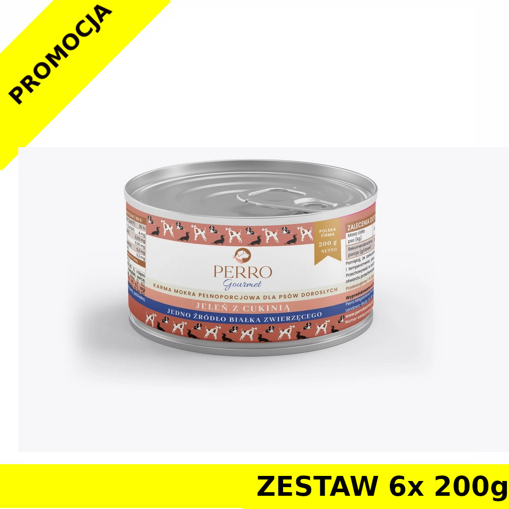 6x 200g - Jeleń z cukinią - Perro Gourmet - karma mokra dla psa dorosłego - zestaw