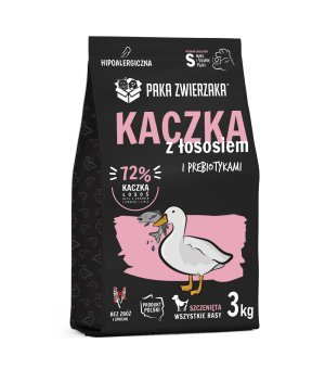 3kg - Kaczka z łososiem - szczenięta rasy małe - Paka Zwierzaka Seven`th Heaven Duck & Salmon Puppy  rozm. S - karma sucha (uszkodzone opakowanie)