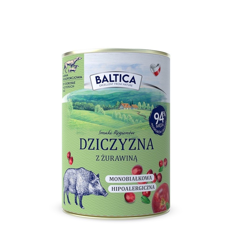 Baltica mokra karma dla psa Dziczyzna z Żurawiną 400g
