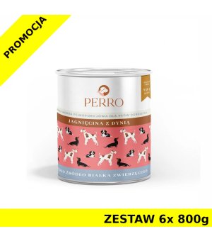 6x 800g - Jagnięcina z dynią - Perro - karma mokra dla psa dorosłego - zestaw