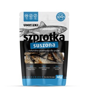 UNISZKI naturalna przekąska Suszona Szprotka 40g