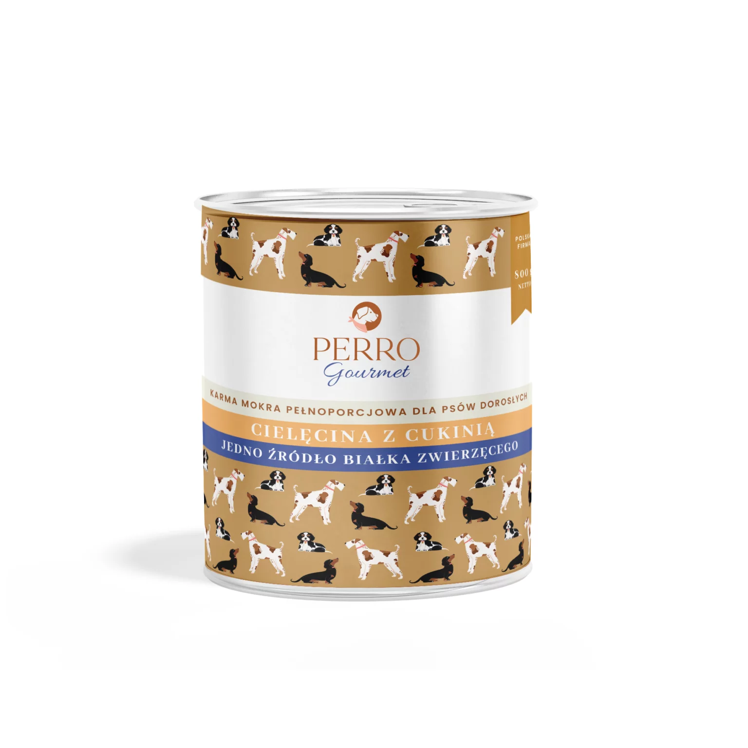 800g - Cielęcina z cukinią - Perro Gourmet - karma mokra dla psa dorosłego - puszka