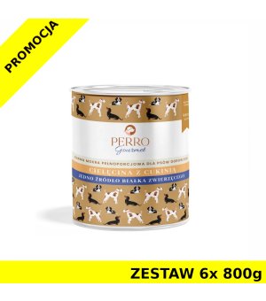 6x 800g - Cielęcina z cukinią - Perro Gourmet - karma mokra dla psa dorosłego - zestaw
