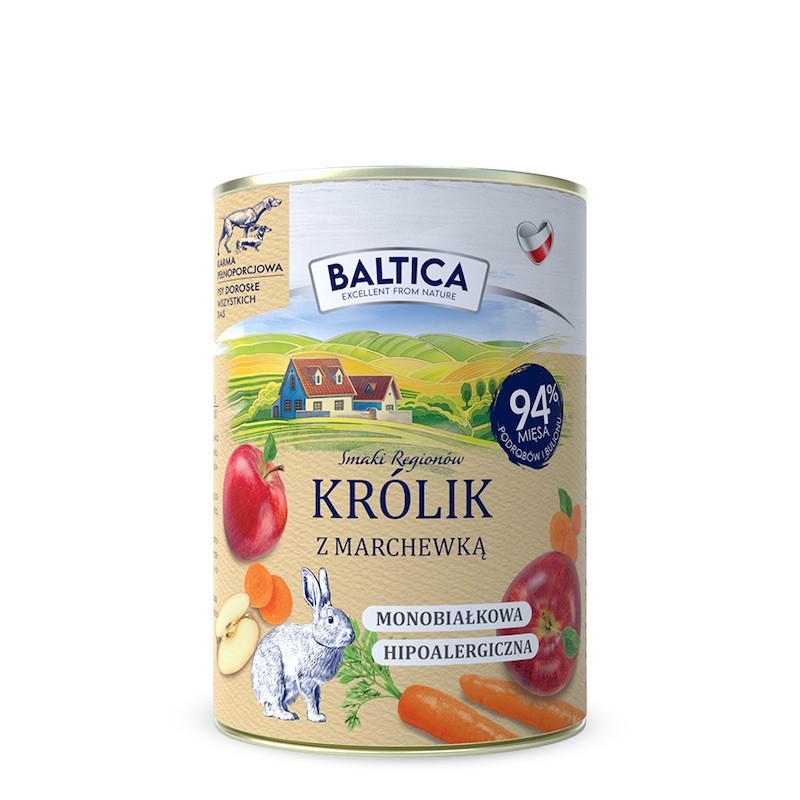 Baltica mokra karma dla psa Królik z Marchewką 400g