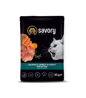 Savory Kitten Pouch Salmon & Carrot - Łosoś z Marchewką w sosie 85g