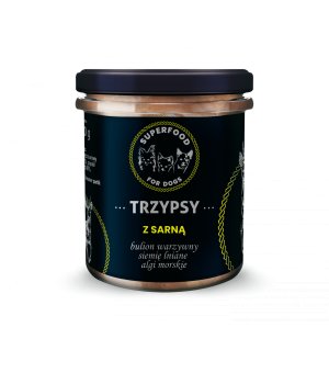 TRZY PSY Karma mokra dla psów w słoiku Wieprzowina z Sarną 300g