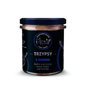 TRZY PSY Karma mokra dla psów w słoiku Wieprzowina z Jeleniem 300g
