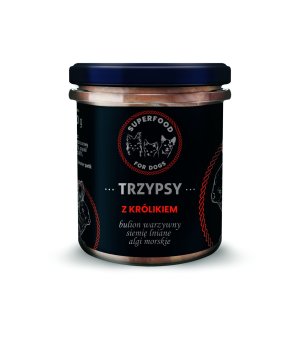 TRZY PSY Karma mokra dla psów w słoiku Wieprzowina z Królikiem 300g