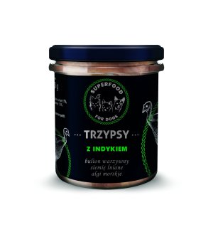 TRZY PSY Karma mokra dla psów w słoiku Wieprzowina z Indykiem 300g