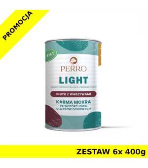 6x 400g - Indyk z Warzywami - Perro Light - karma mokra monobiałkowa dla psa dorosłego - zestaw