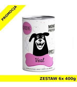 Karma Mokra Paka Zwierzaka - PEPE MONO PROTEIN Veal - cielęcina ZESTAW 6x 400g