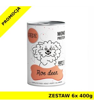 Karma Mokra Paka Zwierzaka - PEPE MONO PROTEIN Roe Deer - sarna - ZESTAW 6x 400g