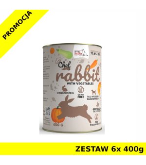 Syta Micha karma mokra dla psów dorosłych CHEF Królik z Warzywami 6x 400g ZESTAW