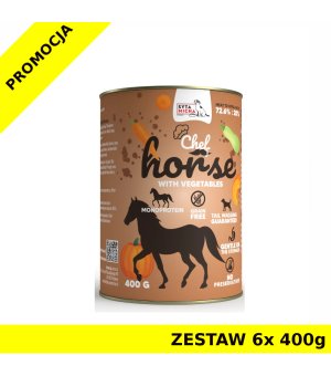 Syta Micha karma mokra dla psów dorosłych CHEF Konina z Warzywami 6x 400g ZESTAW
