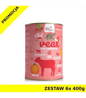 Syta Micha karma mokra dla szczeniąt CHEF Cielęcina z Warzywami JUNIOR 6x 400g ZESTAW