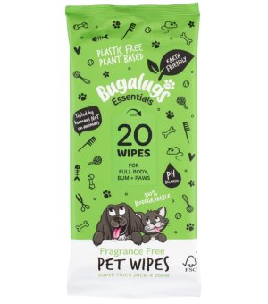 Bugalugs Fragrance Free Pet Wipes - bezzapachowe nawilżane chusteczki dla psa i kota 20szt.