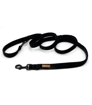 KenDog smycz przepinana handmade Velvet welur Black 2,5cm / 3m