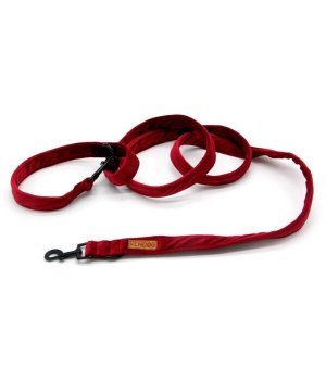 KenDog smycz przepinana handmade Velvet welur Red 2,5cm / 3m