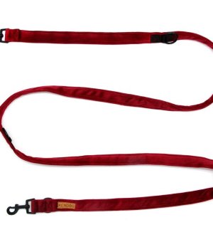 KenDog smycz przepinana handmade Velvet welur Red 2,5cm / 3m