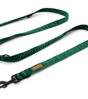 KenDog smycz przepinana handmade Velvet welur Green 2,5cm / 2m