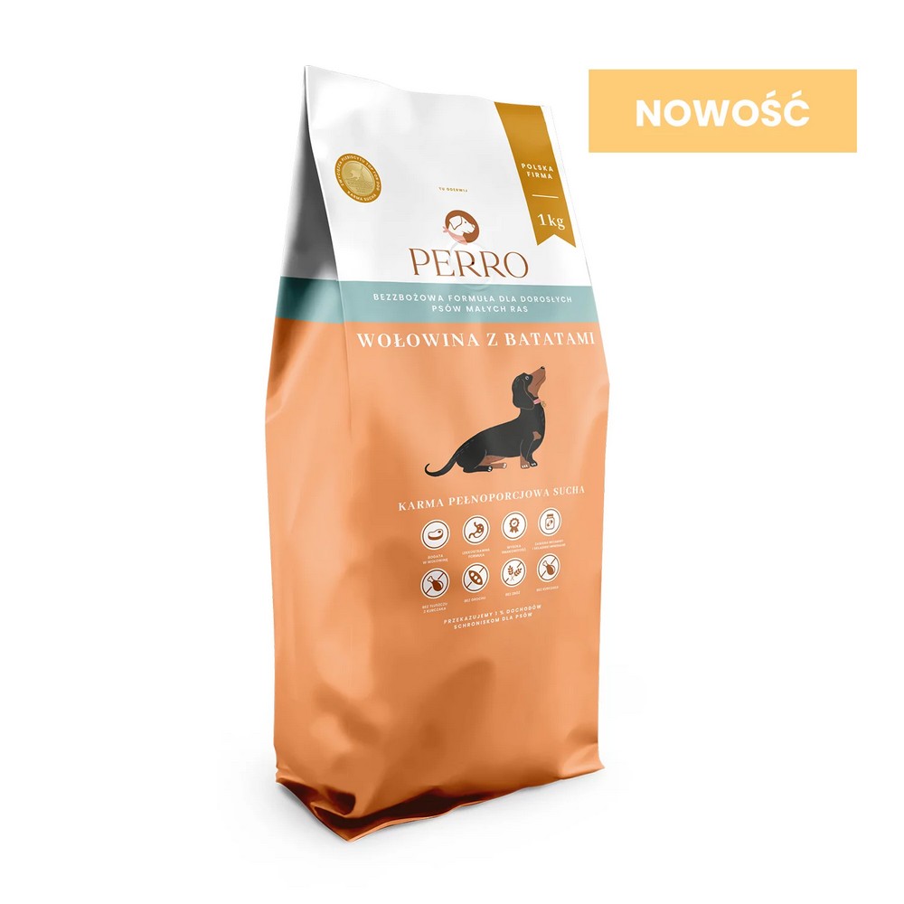 1kg - Wołowina z batatami - Perro - małe rasy - psy dorosłe - karma sucha