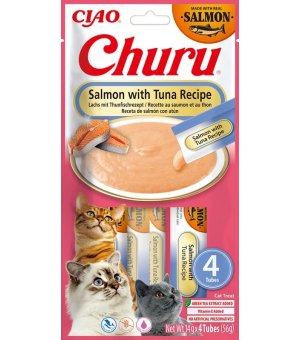 INABA Cat Churu Salmon with Tuna krem dla kota łosoś z tuńczykiem 4x 14g