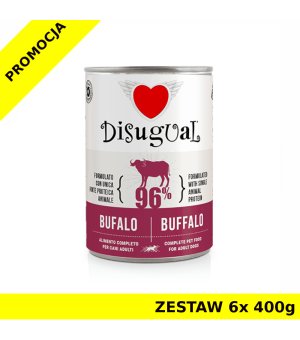 Disugual karma mokra dla psów dorosłych monobiałkowa Bawół ZESTAW 6x 400g