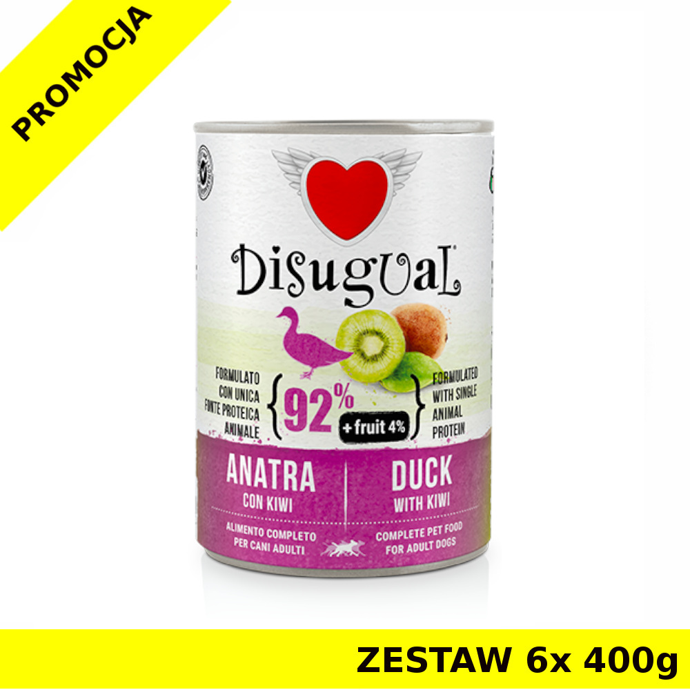 Disugual karma mokra dla psów dorosłych Kaczka z Kiwi ZESTAW 6x 400g