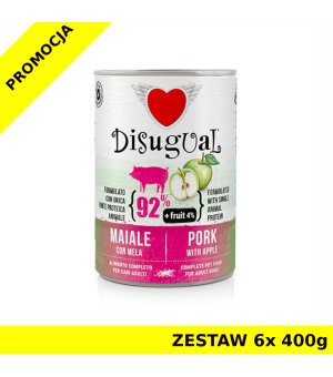 Disugual karma mokra dla psów dorosłych Wieprzowina z Jabłkiem ZESTAW 6x 400g