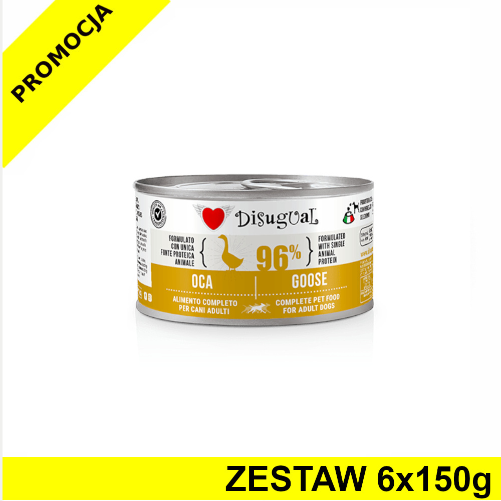 Disugual karma mokra dla psów dorosłych monobiałkowa Gęś ZESTAW 6x 150g