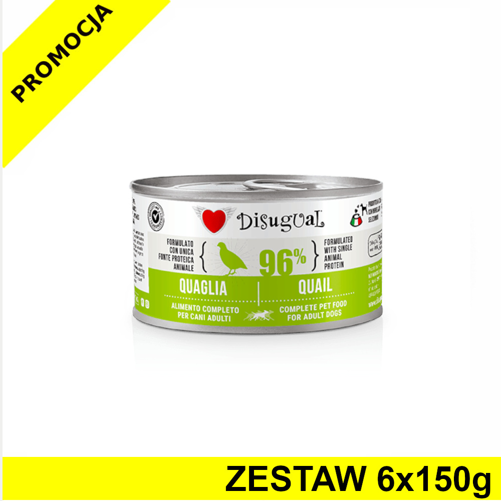 Disugual karma mokra dla psów dorosłych monobiałkowa Przepiórka 6x 150g