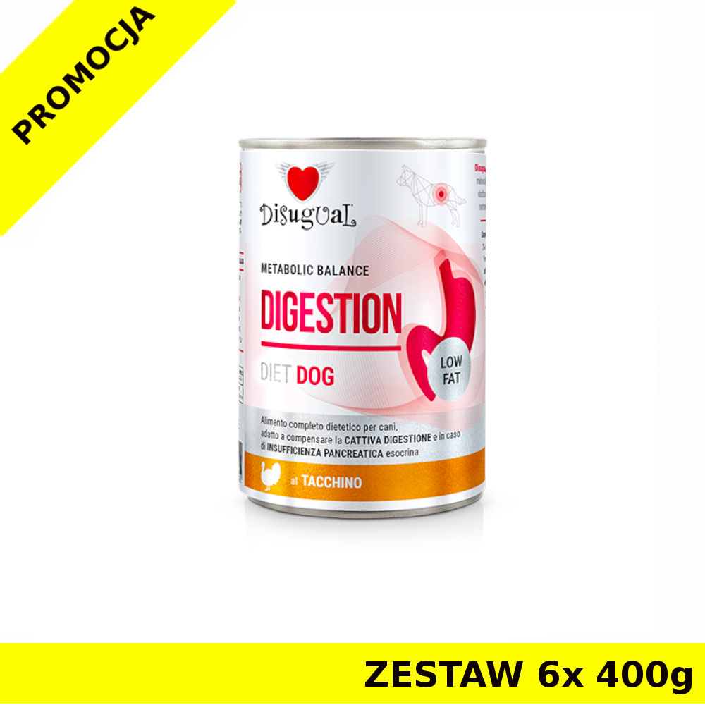 Disugual Veterinary Dog Digestion Low Fat Indyk ZESTAW 6x 400g