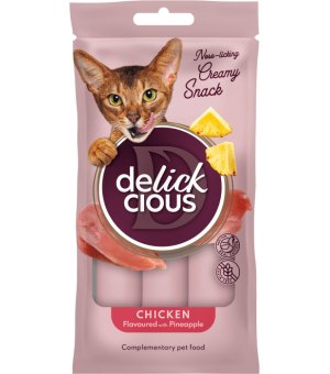 ideaPet Delickcious kremowe przysmaki dla kotów Kurczak z Ananasem 4x 15g