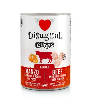 Disugual karma mokra dla psów dorosłych Cubes Pieczona Wołowina z Kurczakiem i Dynią 400g
